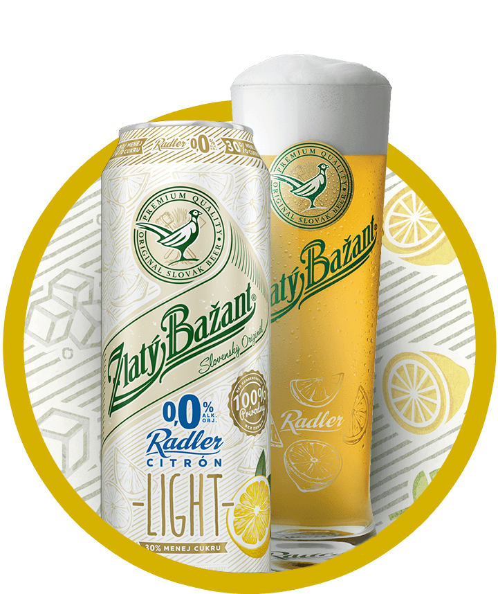 Pivo Zlatý Bažant Radler 0,0% Light